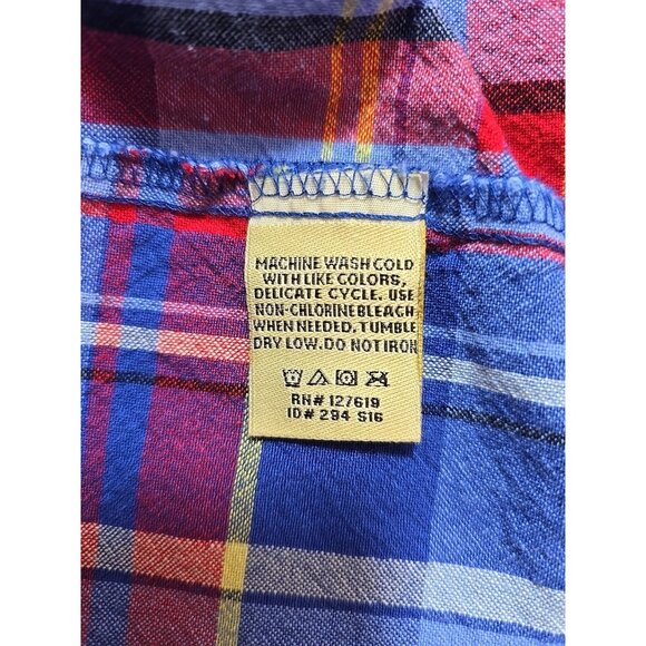 US Polo Assn Logo Robe Men Multicolor Plaid Red Blue 100% Cotton Pocket Size S/M - Picture 5 of 16